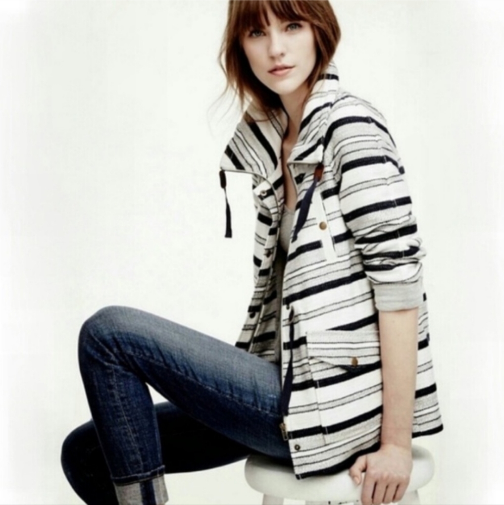 NWT Ann Taylor Loft stripped nautical anorak jacket